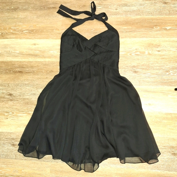 The Limited Dresses & Skirts - The Limited Black Sweetheart Crossover Bodice Chiffon Halter Dress Size 10